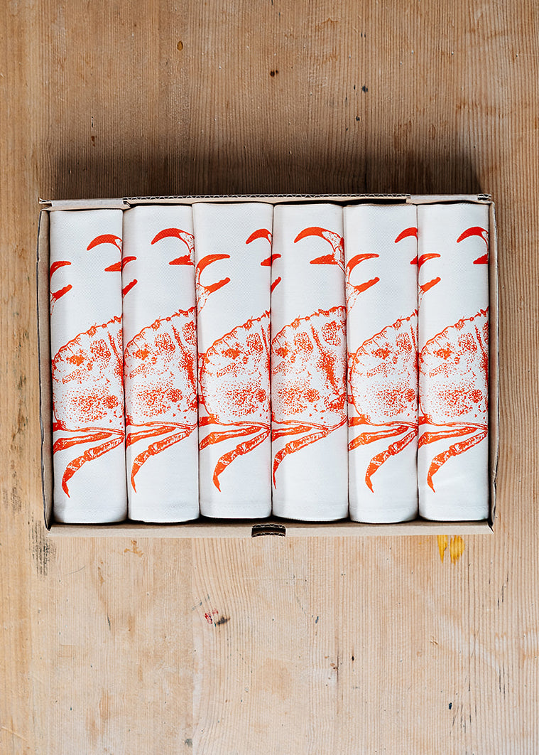 Crab napkin gift set by Lottie Day – handmade cotton serviettes inspired by Norfolk seafood and coastal wildlife