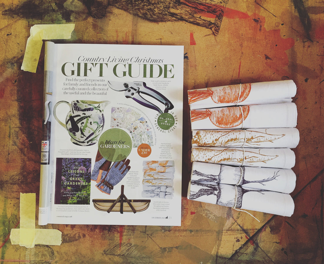 Country Living Magazine: Hand-Printed Allotment Napkins
