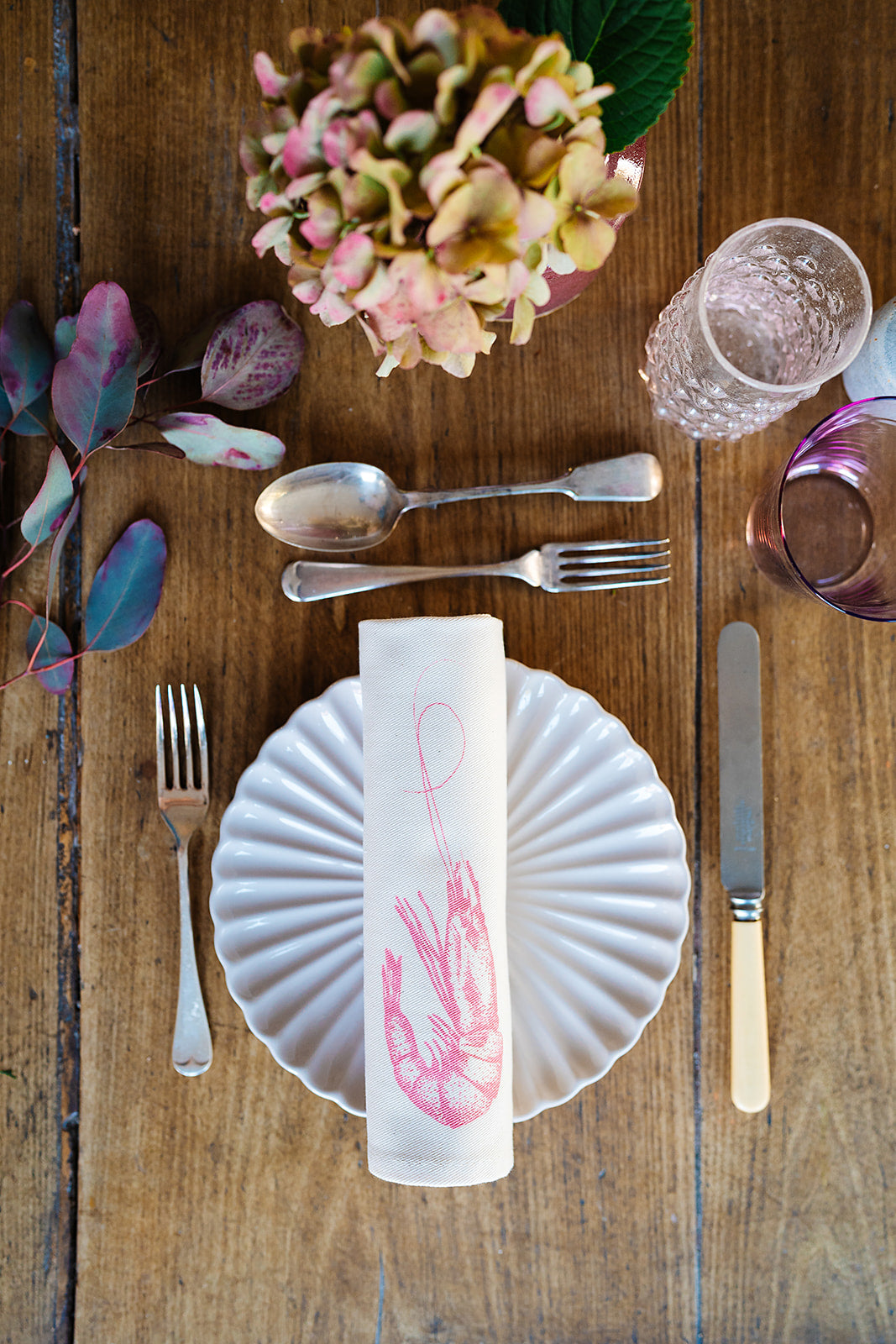Pink Prawn Napkin Gift Set
