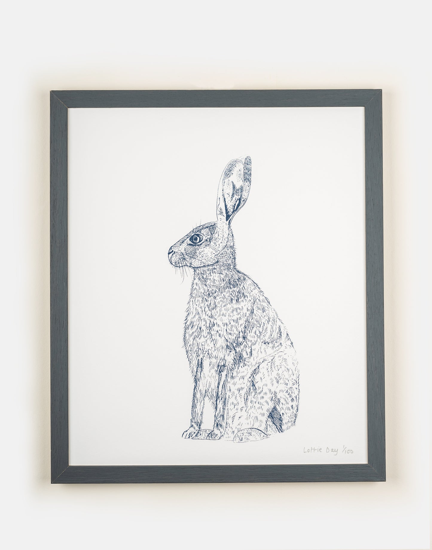 blue hare framed art print