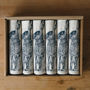 blue hare printed napkin gift set