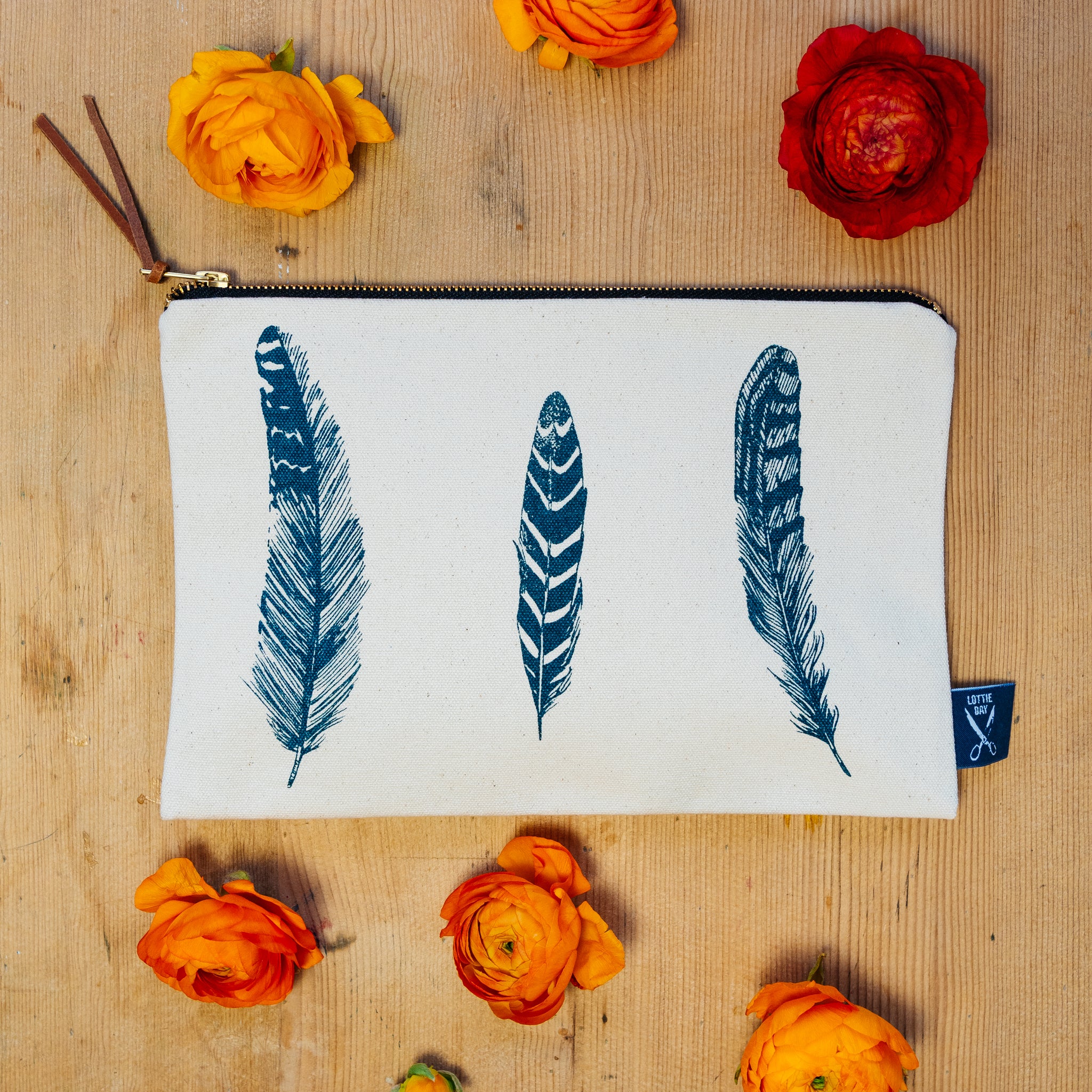 Blue Feather Pouch